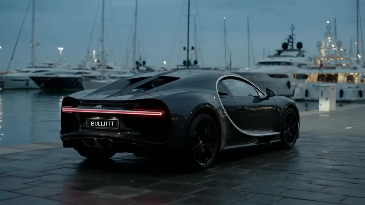Black Bugatti Chiron with a Bullitt concept plate